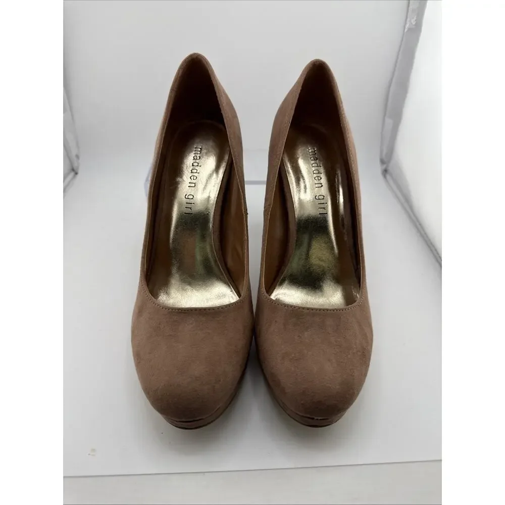 Madden Girl Taupe Suede High Heel Pumps